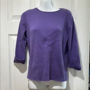 Purple Ribbed Long Sleeve Top